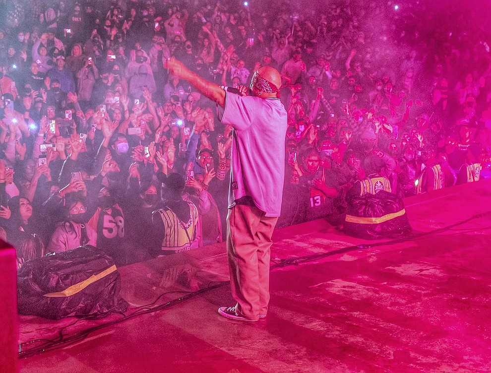 Lil Rob performs at the Western Navajo Fair Oct. 6 during the opening opening concert series that also featured Navajo artist Tony Knight as the opening act. (Photo/Sara Honanie)