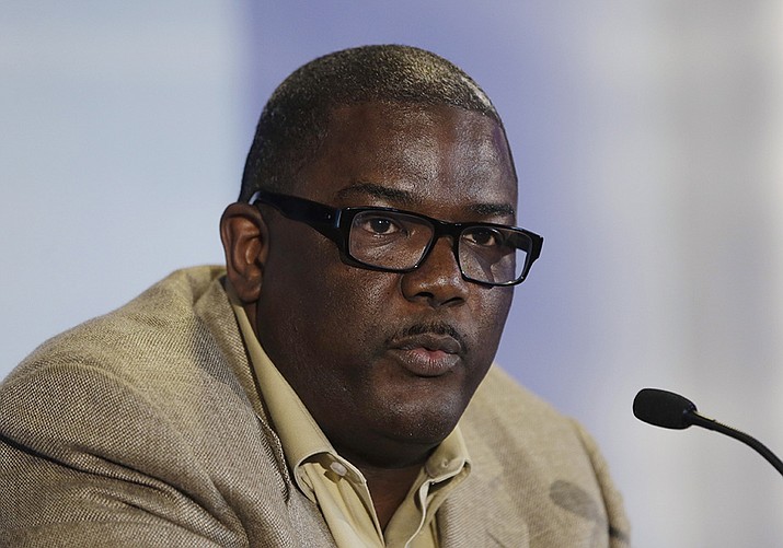 Joe Dumars, then-Detroit Pistons' president of basketball operations, speaks during a news conference in Auburn Hills, Mich, July 16, 2013. Dumars is now in charge of handing out player discipline for the NBA after moving into the league office earlier this year. (Carlos Osorio, AP File)