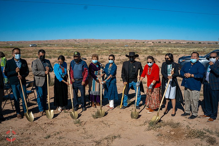 Arizona representatives and the NTU Board of Regents held a groundbreaking ceremony at the NTU Chinle site along with the National Science Foundation, the Los Alamos Laboratory and Northern Arizona University. (Photo courtesy of Navajo Technical University)