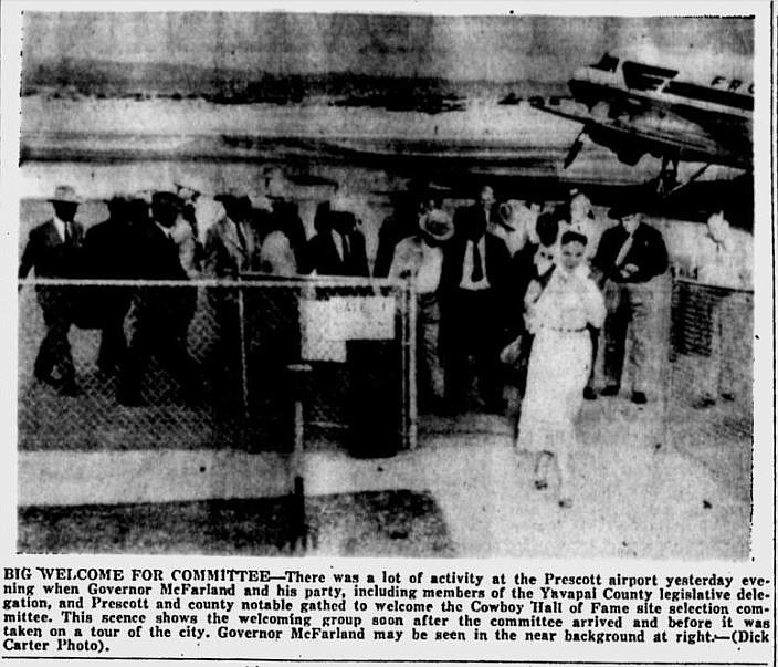 NCHF Site Selection committee arrives on March 14, 1955, SHM Call # 1100-2022-4401. (Sharlot Hall Museum/Courtesy)