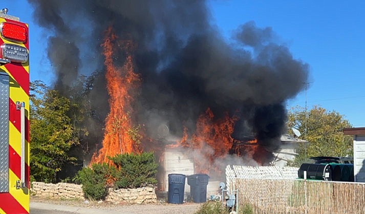 A fire destroyed a family's belongings in Clarkdale Sunday. (Photos courtesy of Clarkdale Police)