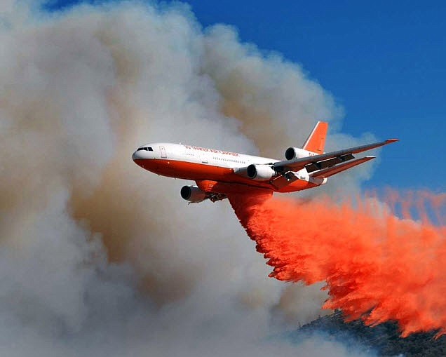 Very Large Air Tankers (VLAT) can deliver up to 8,000 gallons of fire retardant at a time to aid fire suppression efforts.  (Photo/USFS)