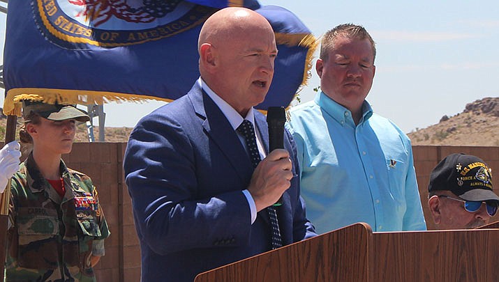 Arizona Sen. Mark Kelly led his Republican rival, venture capitalist Blake Masters, but the race that could determine which party controls the U.S. Senate was too early to call the morning of Wednesday, Nov. 9. Kelly is pictured in this Miner file photo. (Miner file photo)