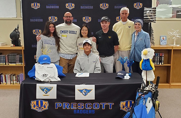 Scotty Jackson of Prescott boys golf signed his letter of intent on Thursday, Nov. 10, 2022, to continue his athletic and academic career at Embry-Riddle. (Prescott Athletics/Courtesy)