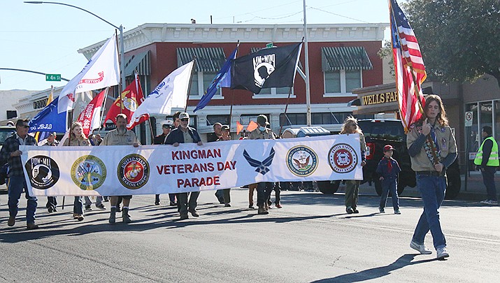 Dozens of units paraded past a crowd of spectators in downtown Kingman on Saturday, Nov. 12 during the annual Veterans Day Parade. (Photo by William Roller/Kingman Miner)