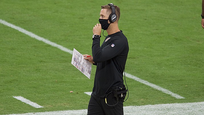 Coach Kliff Kingsbury and the Arizona Cardinals NFL franchise got a much-needed win over the Rams on Sunday. Kingsbury, who is in his fourth season at the helm, is pictured. (Photo by All-Pro Reels, cc-by-sa-2.0, https://bit.ly/3Ua6QTv)