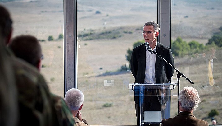 NATO Secretary General Jens Stoltenberg, shown speaking in this file photo, said there is no indication that a missile that came down in Polish farmland, killing two people, was a deliberate attack by Russia on a NATO member nation. (Photo Allied Joint Force Command Brunssum, cc-by-sa-2.0, by https://bit.ly/3EdK9qJ)