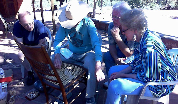 Dale Compton demonstrates chair caning at Sedona Heritage Museum. (Contributed photo)