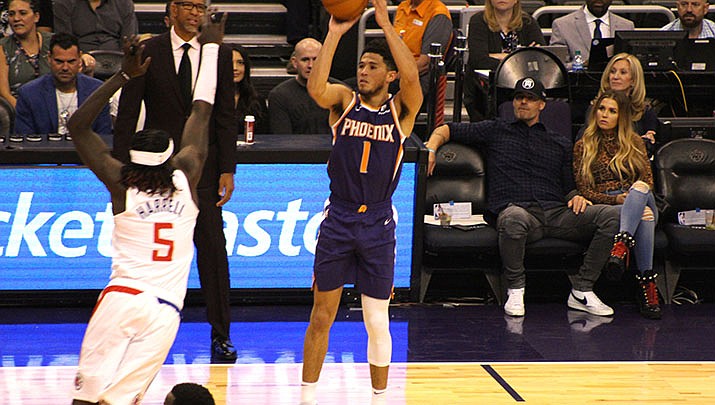 The Phoenix Suns beat the New York Knicks 116-95 in an NBA basketball game played in Phoenix on Sunday, Nov. 20. Devin Booker, shown here, scored 20 points to aid in the effort. (Miner file photo)