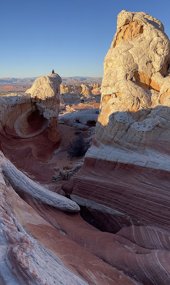 White Pocket, near the Utah border, is an obscure patch of white-capped rock formations nestled deep in the Vermillion Cliffs National Monument. (Aaron Valdez/Courier)