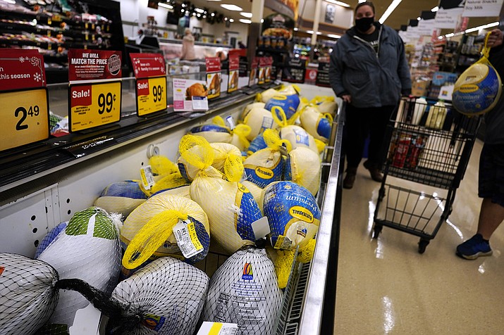 Turkeys in Arizona were expected to cost almost 65% more than they did last year, when this picture was taken. Turkey was the biggest cost increase in the ingredients for a traditional Thanksgiving meal, which was expected to be up 45% over last year, according to the Arizona Farm Bureau. (Nam Y Huh/AP/Shutterstock)