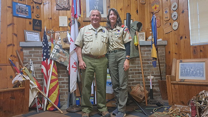Pictured are Rick and Marla Brown, Scoutmaster and Troop Secretary for Boy Scout Troop 1, standing inside the First Congregational Church, located in Prescott, where the troop meets. (Debra Winters/Courier)