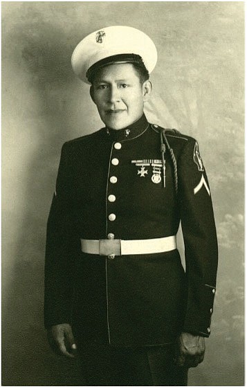 Carl Gorman in dress blues c. 1945  (Photo/ William Dean Wilson Collection, Carl Gorman family collection, Center for Southwest Research UNM)