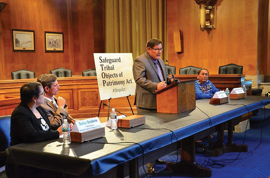 Former Speaker LoRenzo Bates speaking in support of the Safeguard Tribal Objects of Patrimony Act on Capitol Hill on July 6, 2016. (Photo/NN Council)