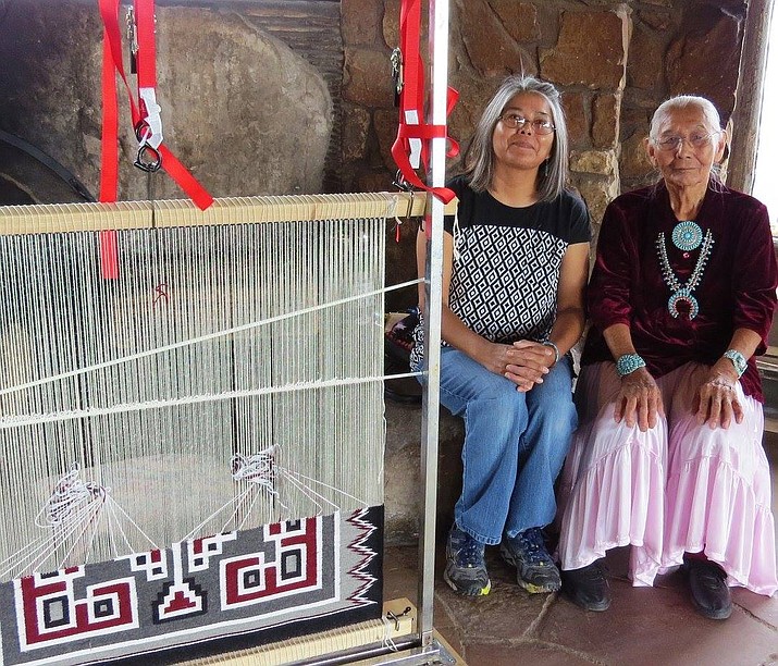 Renowned Navajo weaver Laverine Greyeyes (left), who learned the art of pictorial rug weaving from her mother Louise Nez (right), recently showcased her talent at the Grand Canyon Visitor Center. (Photo/NPS)