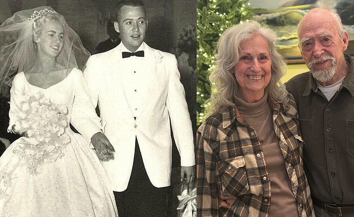 Bill and Sharon Martin were married Dec. 17, 1960 in Garden Grove, CA by Reverend Robert Schuller at what would later become the Crystal Cathedral (later renamed to Christ Cathedral). Shown is the couple then and now. (Courtesy photos)