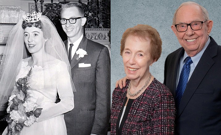Norm and Roz Davis were married December 29, 1962, in Fort Madison, Iowa. The couple is shown then and now. (Courtesy photos)