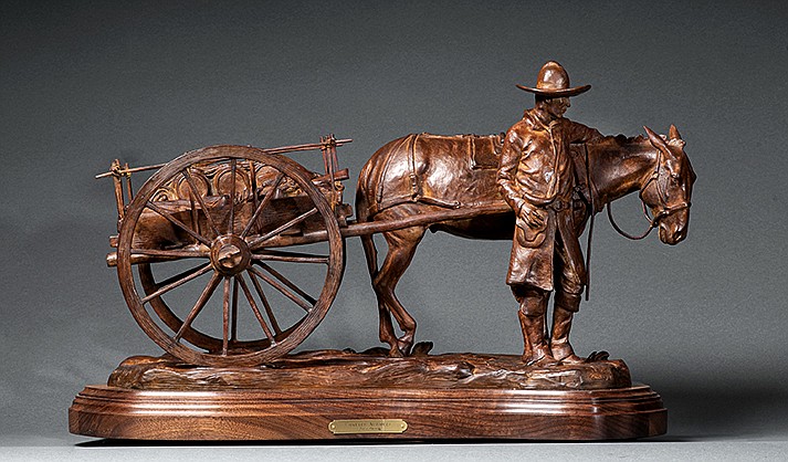 Charles Autobees by Dustin Payne, Bronze, Limited ed. 12, 15”H x 24”W x 12”D. (Courtesy/Mountain Trails Gallery)