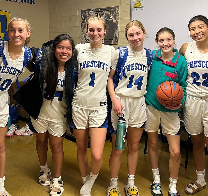 Prescott girls basketball moved to 4-2 overall and 1-0 in Region with a massive 60-19 home win over Mohave on Tuesday, Jan. 3, 2022. (Prescott girls basketball/Courtesy)