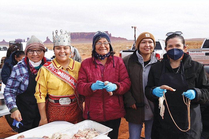 Miss Navajo Nation Valentina Clitso was joined by Yee Ha’ólníi Doo Board of Directors Ethel Branch, Dr. Delores Greyeyes, Vanessa Tullie and other community members for a two-day cultural celebration marking the Winter Solstice Dec. 21 and 22.  (Photo/Office Miss Navajo Nation)