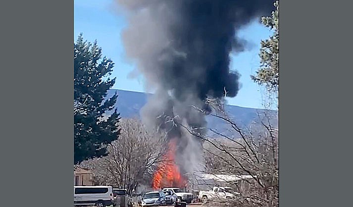 A RV and fifth-wheel were destroyed in a fire on South Dinky Creek Drive in Camp Verde on Thursday, Jan 12, 2023. (Photo courtesy of Kerri Bickford)