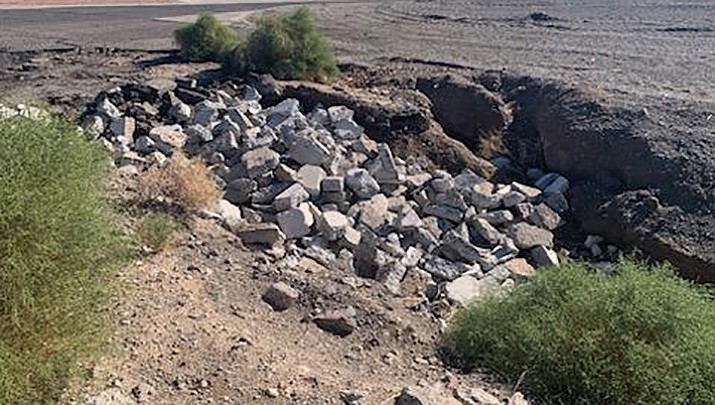 Concrete allegedly dumped in the desert by a pair of Fort Mohave residents near Fort Mohave is pictured. (MCSO photo)