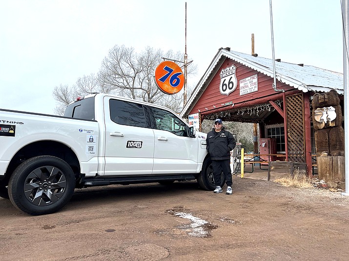 Alan Winninger believes he is the first person to complete Route 66 in an electric truck. (Wendy Howell/WGCN)