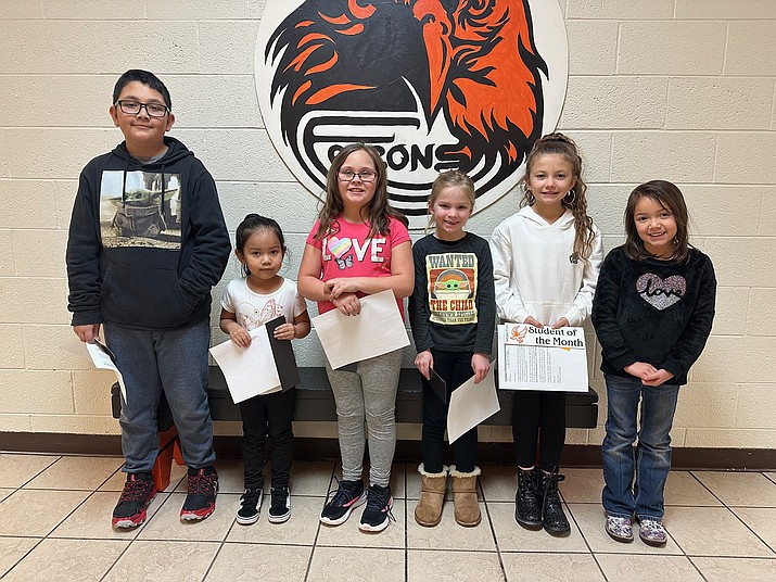 Brisseidy Rivas, Madelynn Richards, Ainsley Lozano, William Curnes, Annabeth Smith, Ellee Stewart and Damian Fowler are the Williams Elementary January Students of the Month. (Photo/Williams Unified School District)