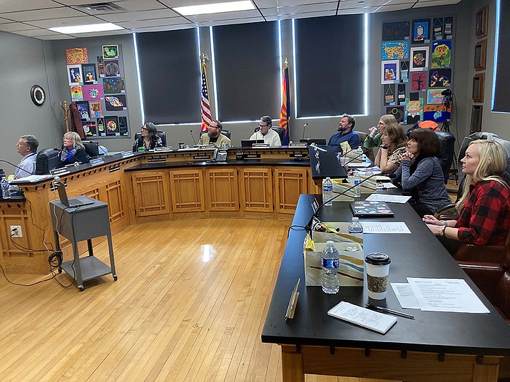Prescott Unified School District Governing Board selects Arizona School Boards Association to manage their superintendent search. Board members and district leaders listen to ASBA presentation about process expected to take 12 to 14 weeks. (Nanci Hutson/Courier)