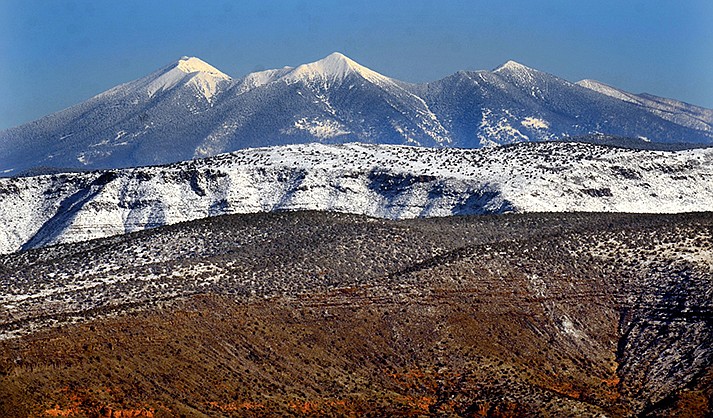 A view of the San Francisco Peaks from Jerome. Both locations see snow in the forecast this week. (VVN/Vyto Starinskas)