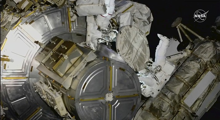 NASA astronaut Nicole Mann is pictured in her spacesuit, during her first spacewalk. (Photo/NASA)