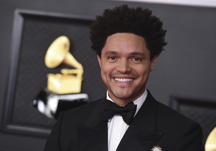 Trevor Noah appears at the 63rd annual Grammy Awards in Los Angeles on March 14, 2021. Noah is hosting the Grammy Awards for a third-straight year. (Photo by Jordan Strauss/Invision/AP, File)
