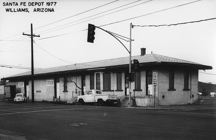 The Santa Fe Railroad Depot in downtown Williams as shown in 1977. (Photo/Williams Historic Photo Archives)