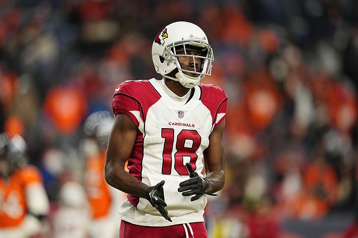 Arizona Cardinals wide receiver A.J. Green (18) looks on against the Denver Broncos during the second half of a game, Dec. 18, 2022, in Denver. Seven-time Pro Bowl receiver Green has decided to retire after 12 seasons in the NFL. (Jack Dempsey/AP, File)