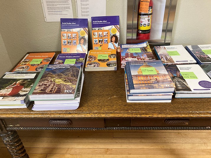 The PUSD district-endorsed TCI K-12 Social Studies curriculum was on display in the district office at Washington School on East Gurley Street. (Nanci Hutson/Courier, file)
