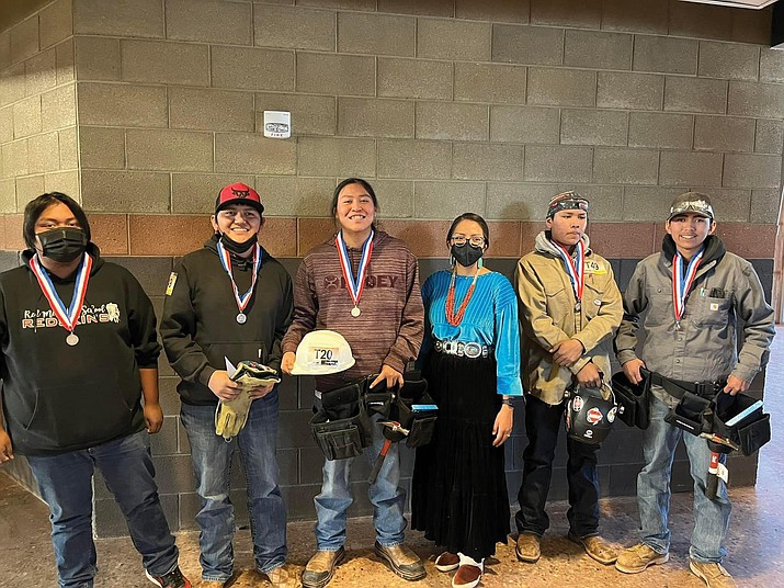 First Lady Jasmine Blackwater-Nygren and students at the 17th Annual SkillsNative competition. (Photo/Navajo Nation Presidents Office)