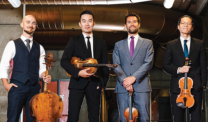 Dover Quartet: Violinists Joel Link and Bryan Lee, violist Hezekiah Lewung, and cellist Camden Shaw. (Courtesy/Chamber Music Sedona)
