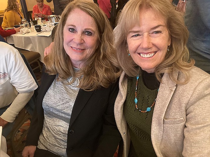 MatForce Founder and Board Chairman Sheila Polk and 16-year Executive Director Merilee Fowler at the Yavapai County nonprofit substance abuse prevention coalition’s 17th anniversary celebration at the Hassayampa Inn on Valentine’s Day. (Nanci Hutson/Courier)