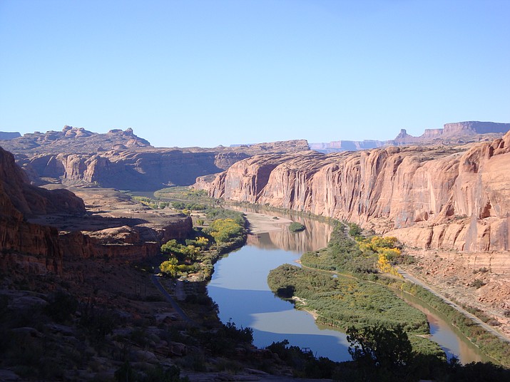 The Colorado River near Moab, Utah. Upper Basin states, including Utah, recently received funds from the Department of Interior for water conservation and infrastructure projects to stabilize the Colorado River system. (Matthew Miller/USGS)