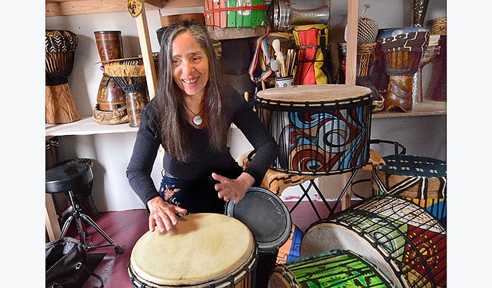 Sabina Sandoval has approximately 100 drums that she has bought or made from other old drums for her Free to Be Me Drum Circles. (VVN/Vyto Starinskas)