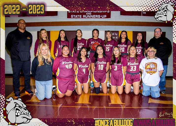 The Winslow Bulldogs finished the season 12-7 and ranked No. 12 in the 3A Conference. The Bulldogs beat Ganado 75-57 in the state first round, but fell to Window Rock 67-59 in the second round.  (Photo/Winslow High School)