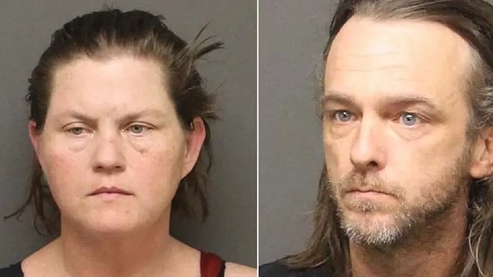 Amber-Leah Valentine and Jon Imes, both 41, have been booked into the county jail on suspicion of felony abandonment and concealment of a dead body. (Photo/Mohave County Sheriff's Office)