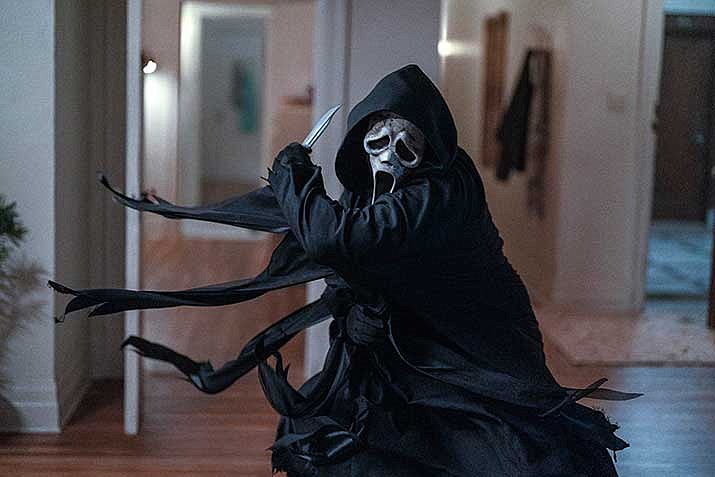 This image released by Paramount Pictures shows a scene from "Scream VI." (Philippe Bossé/Paramount Pictures via AP)