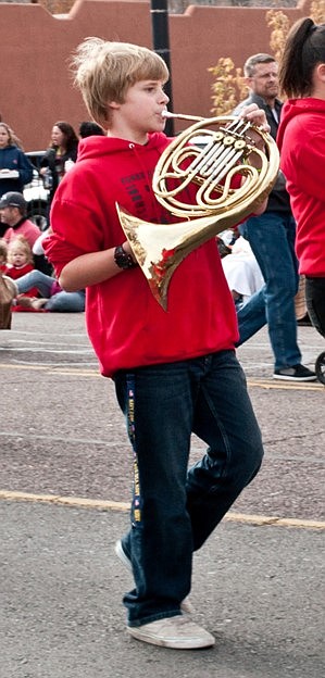 Robby Miller playing French horn in a local parade. (Courtesy)