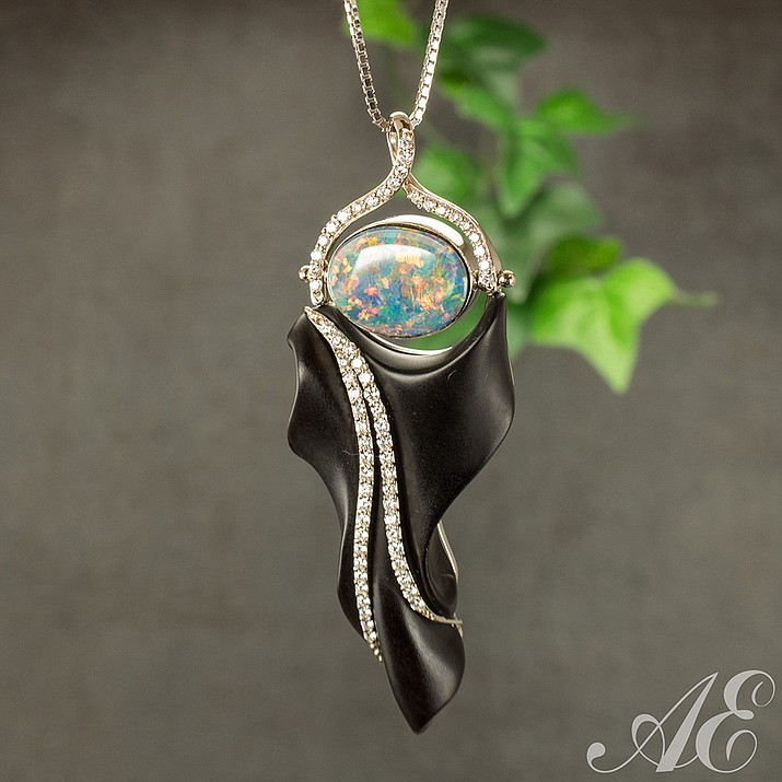 This stunning 14k white gold, druzy and opal piece can be seen at Artful Eye Jewelers. This is one of numerous National Awards that the Designers and Goldsmiths have earned. (Artful Eye/Courtesy)