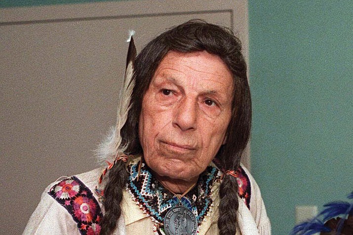 Iron Eyes Cody, the ''Crying Indian'' whose tearful face in 1970s TV commercials became a powerful symbol of the anti-littering campaign, is pictured in this 1986 photo. Keep America Beautiful, the nonprofit that originally commissioned the advertisement, announced Thursday, Feb. 23, 2023, that ownership of the ad's rights will be transferred to the National Congress of American Indians. (AP Photo/File)