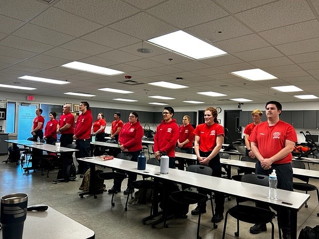 Pictured are students enrolled in the Spring Yavapai College Fire Academy Class 2023 taking part in a classroom lesson. (Robert Borker/Courtesy)