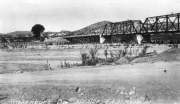 Photograph of the Wickenburg Bridge and the Hassayampa River in Wickenburg, Arizona in 1928. (Sharlot Hall Museum Memory Project/Courtesy)