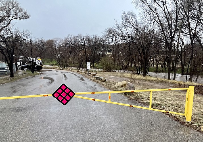 The City of Prescott closed Granite Creek Park in downtown Prescott just after noon on Tuesday, March 21, 2023.  (Cindy Barks/Courier)
