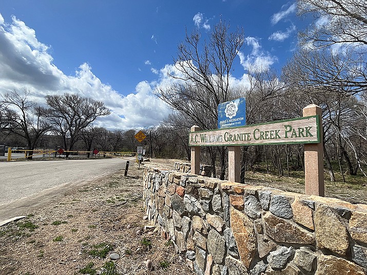 Granite Creek Park in downtown Prescott has been closed since 12:30 p.m. Tuesday, March 21, 2023, and City Utilities Manager Steven Olfers said the park is expected to remain closed while a multi-step clean-up occurs. The city’s goal is to have the park reopened by Tuesday, March 28. (Cindy Barks/Courier)